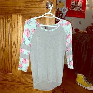 Blue and grey flowered long sleeve